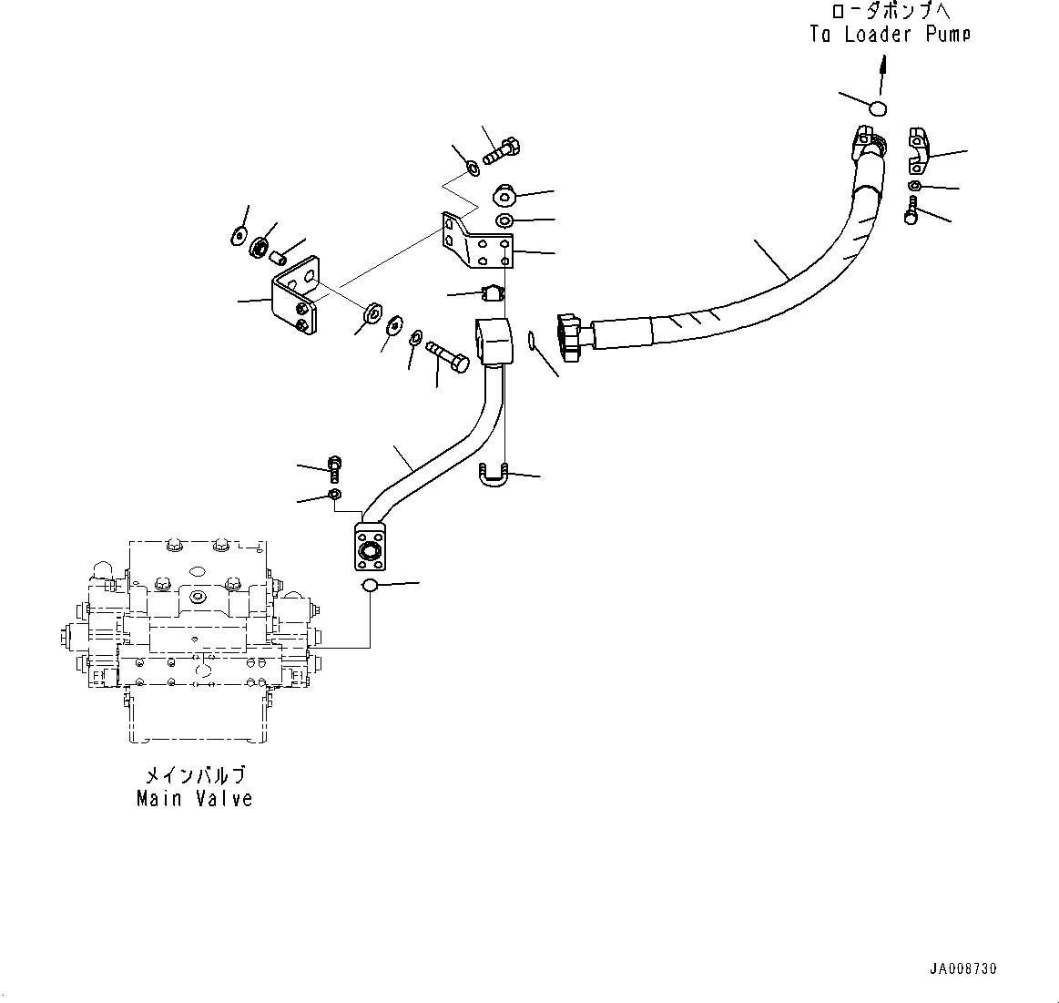 Схема запчастей Komatsu WA500-7 - ГИДРОЛИНИЯ, С 3-Х СЕКЦ. КОНТР. КЛАПАНОМ, ECSS, ПОДАЮЩ. ТРУБЫ, ПЕРЕДН. ГИДРОЛИНИЯ, С 3-Х СЕКЦ. КОНТР. КЛАПАНОМ, ECSS