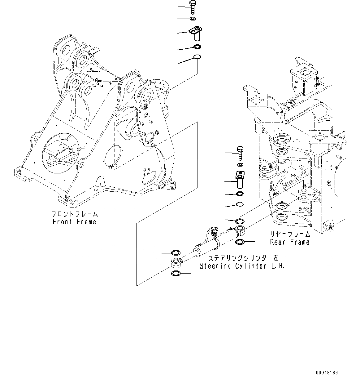 Схема запчастей Komatsu WA500-7 - ЦИЛИНДР РУЛЕВ. УПР-Я, КРЕПЛЕНИЕ ЦИЛИНДР РУЛЕВ. УПР-Я