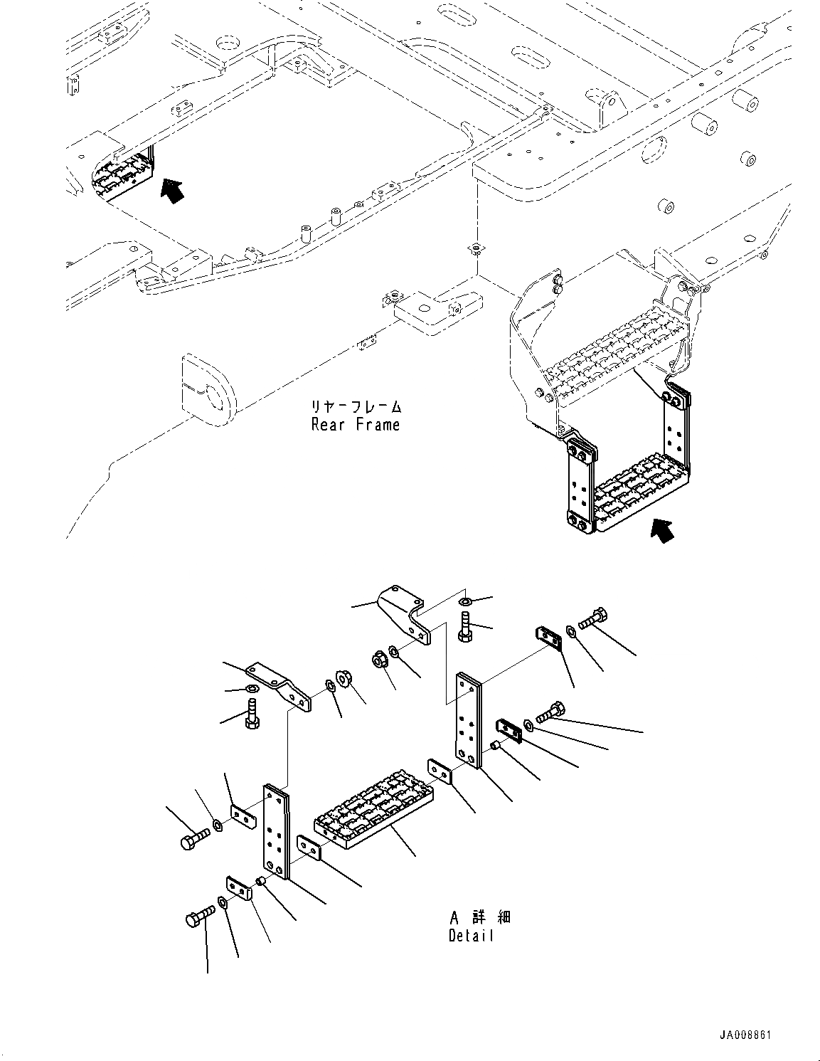 Схема запчастей Komatsu WA500-7 - ЛЕСТНИЦА, БЕЗ ТОПЛИВН. БЫСТР. ЗАПРАВ., ПЕРЕДН. СТУПЕНИ (/) ЛЕСТНИЦА, БЕЗ ТОПЛИВН. БЫСТР. ЗАПРАВ.
