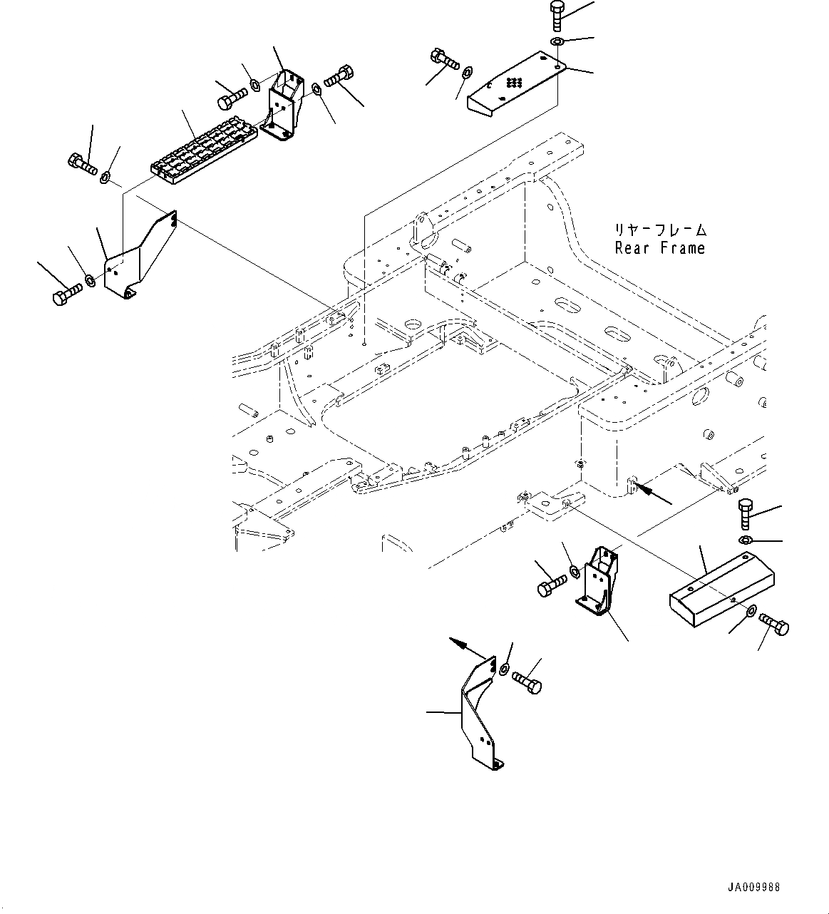 Схема запчастей Komatsu WA500-7 - ЛЕСТНИЦА, С ТОПЛИВН. БЫСТР. ЗАПРАВ., ЗАДН. СТУПЕНИ ЛЕСТНИЦА, С ТОПЛИВН. БЫСТР. ЗАПРАВ.
