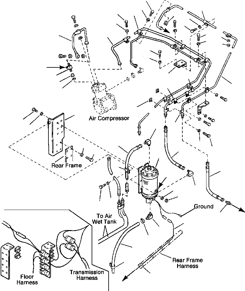 Схема запчастей Komatsu WA600-1LC - ВОЗД. ВЛАГООТДЕЛИТЕЛЬ ТРУБЫ ВЕДУЩ. ВАЛ
