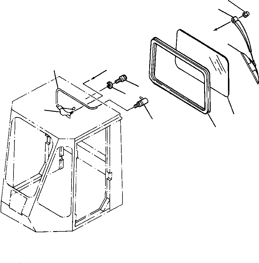 Схема запчастей Komatsu WA600-1LC - КАБИНА - ДЛЯ MACHINES W/ РЕВЕРС POLARITY ТИП ДВОРНИКИ МОТОРS ЗАДН. ОКНА И ДВОРНИКИ РАМА