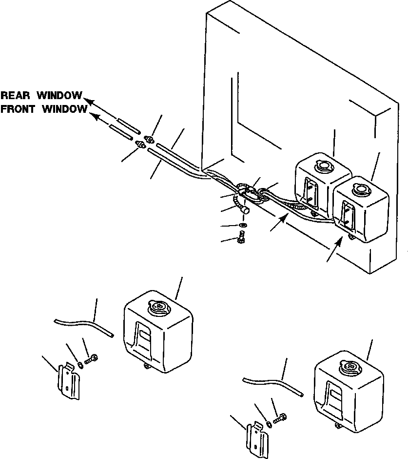 Схема запчастей Komatsu WA600-1LC - ОМЫВАТЕЛЬ СТЕКЛА РАМА