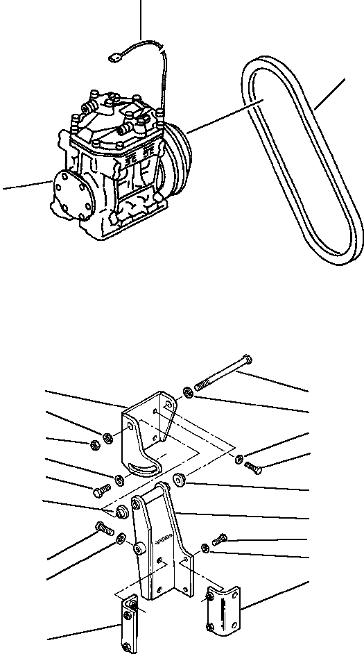 Схема запчастей Komatsu WA600-1LC - КОНДИЦ. ВОЗДУХА КОМПРЕССОР КРЕПЛЕНИЕ РАМА