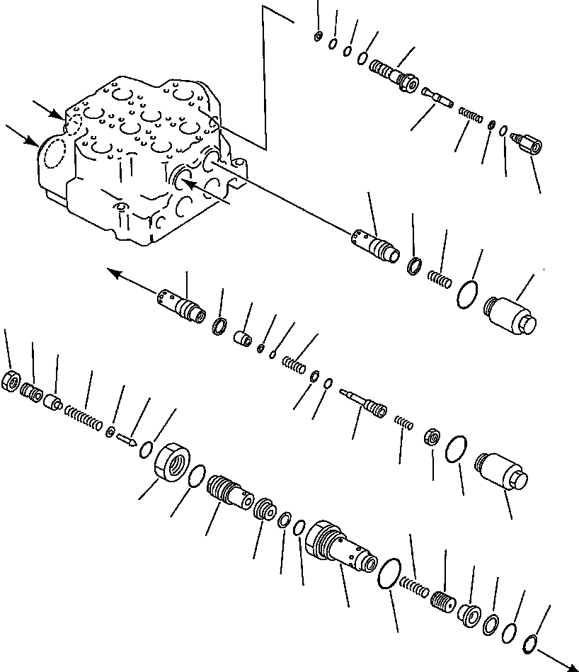 Схема запчастей Komatsu WA600-1LC - 2-Х СЕКЦИОНН. УПРАВЛЯЮЩ. КЛАПАН (/) УПРАВЛ-Е РАБОЧИМ ОБОРУДОВАНИЕМ
