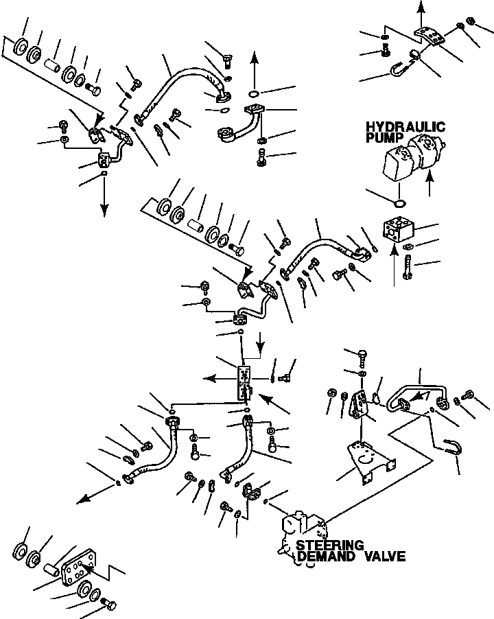Схема запчастей Komatsu WA600-1LC - ГИДРОЛИНИЯ НАСОС - ЗАПРАШИВАЮЩ. КЛАПАН (/) УПРАВЛ-Е РАБОЧИМ ОБОРУДОВАНИЕМ