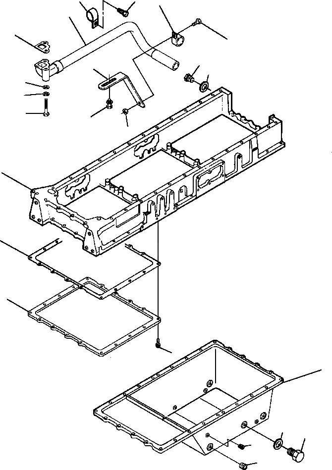 Схема запчастей Komatsu WA600-1LC - МАСЛЯНЫЙ ПОДДОН БЛОК ЦИЛИНДРОВ