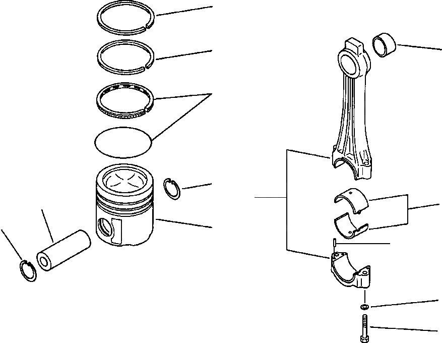 Схема запчастей Komatsu WA600-1LC - ПОРШЕНЬ И ШАТУН БЛОК ЦИЛИНДРОВ
