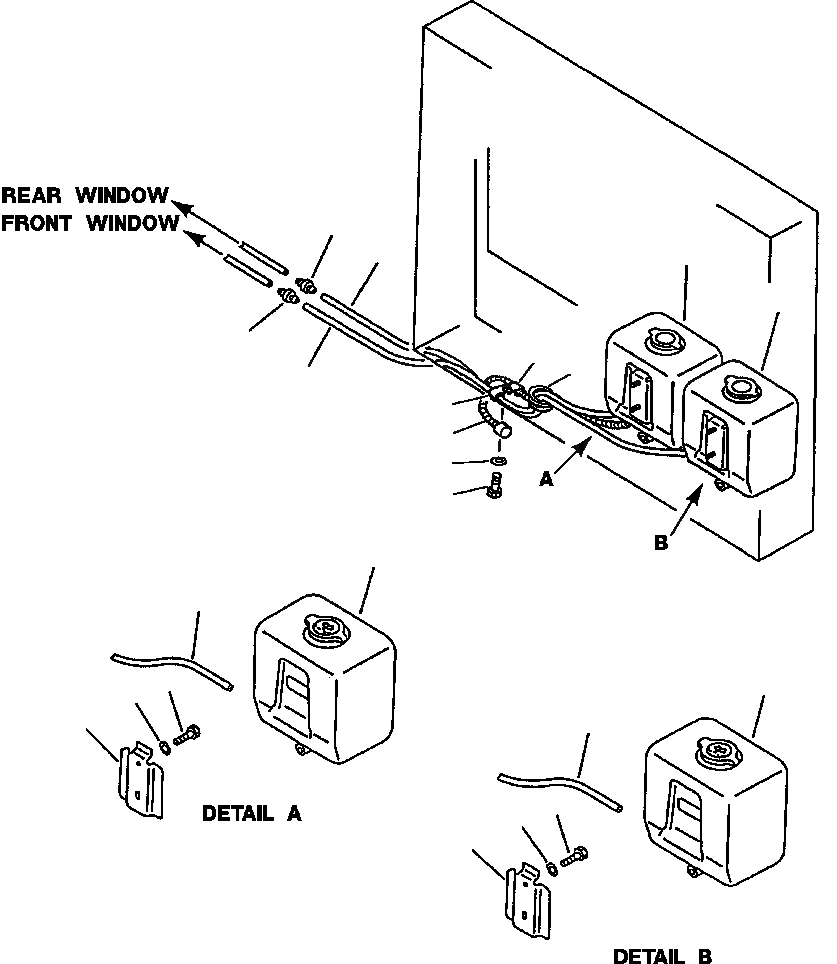 Схема запчастей Komatsu WA600-1LE - ОМЫВАТЕЛЬ СТЕКЛА РАМА, ЧАСТИ КОРПУСА & SUPERSTRUCTURE