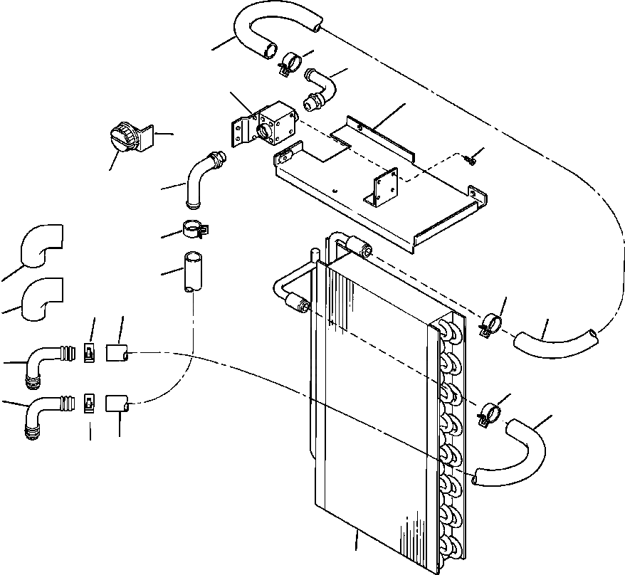 Схема запчастей Komatsu WA600-1LE - ОБОГРЕВАТЕЛЬ. И КОНДИЦ. БЛОК ОБОГРЕВАТЕЛЬ. CМАСЛ. ASSEMBLY РАМА, ЧАСТИ КОРПУСА & SUPERSTRUCTURE