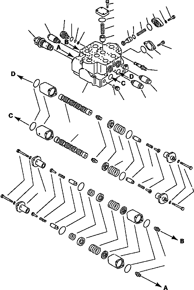 Схема запчастей Komatsu WA600-1LE - 2-Х СЕКЦИОНН. УПРАВЛЯЮЩ. КЛАПАН (/) УПРАВЛ-Е РАБОЧИМ ОБОРУДОВАНИЕМ
