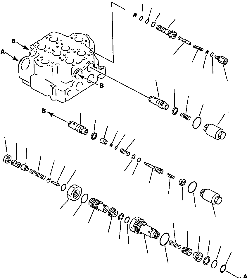 Схема запчастей Komatsu WA600-1LE - 2-Х СЕКЦИОНН. УПРАВЛЯЮЩ. КЛАПАН (/) УПРАВЛ-Е РАБОЧИМ ОБОРУДОВАНИЕМ