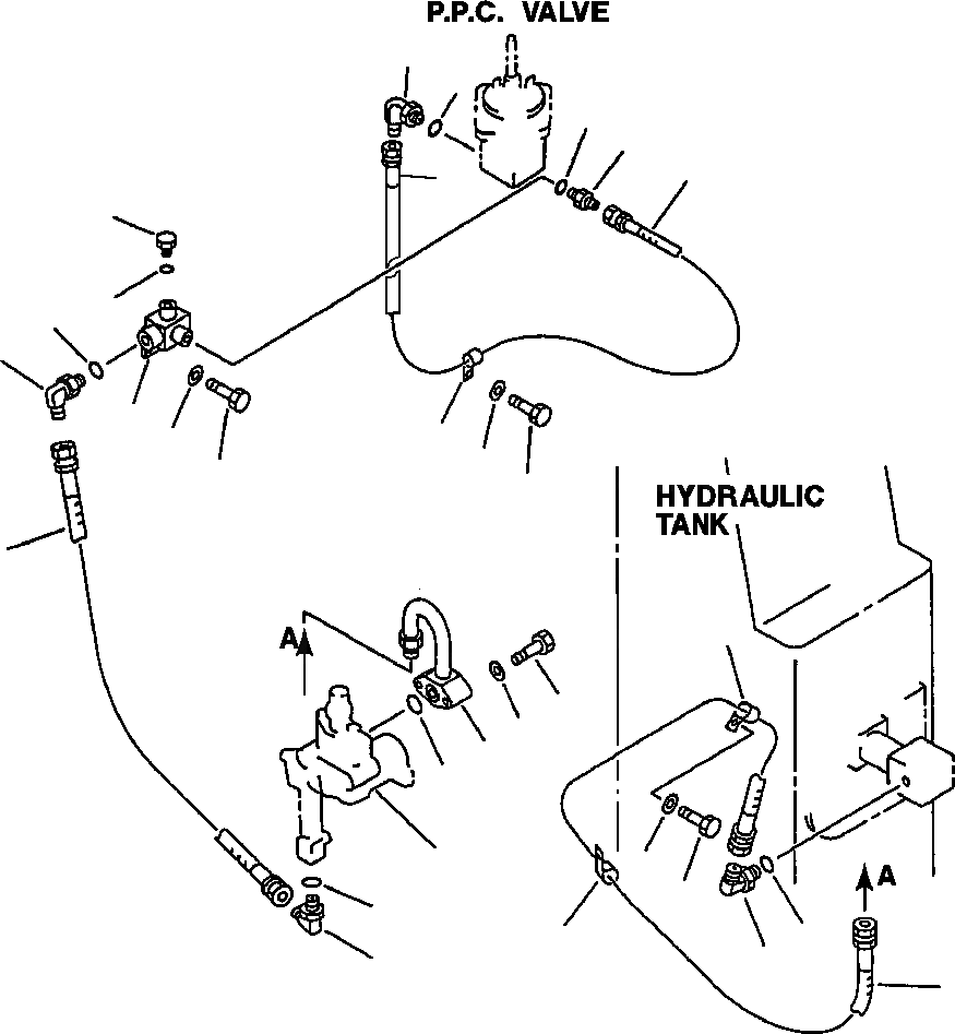 Схема запчастей Komatsu WA600-1LE - ГИДРОЛИНИЯ НАСОС - P.P.C. КЛАПАН (/) УПРАВЛ-Е РАБОЧИМ ОБОРУДОВАНИЕМ