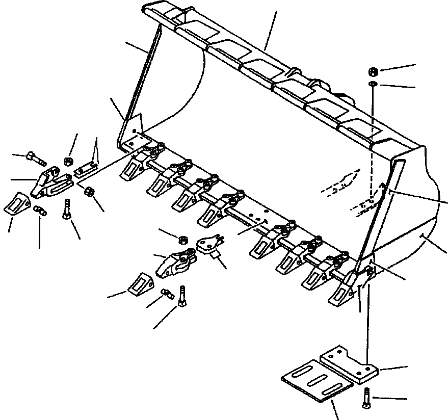 Схема запчастей Komatsu WA600-1LE - ПРЯМ. КРОМКА ROCK КОВШ 7. YDю / . Mю РАБОЧЕЕ ОБОРУДОВАНИЕ