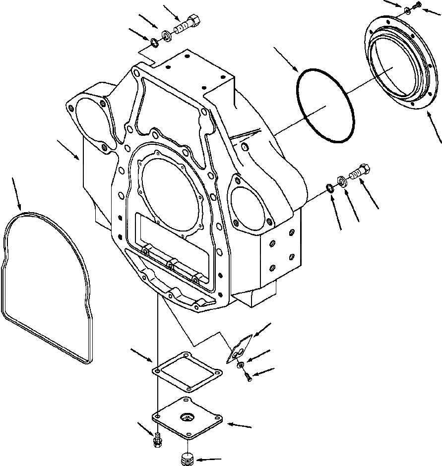 Схема запчастей Komatsu WA600-1LE - КАРТЕР МАХОВИКА КРЕПЛЕНИЕ ДВИГАТЕЛЯ