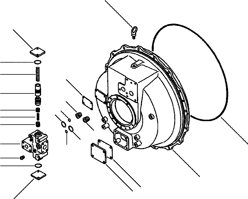 Схема запчастей Komatsu WA600-1L - КОРПУС ГИДРОТРАНСФОРМАТОРА -