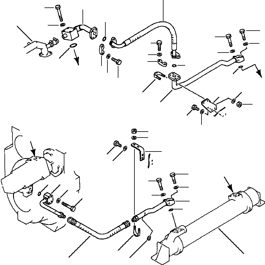 Схема запчастей Komatsu WA600-1L - ГИДРОЛИНИЯ ТРАНСМИССИИ ЛИНИЯ МАСЛООХЛАДИТЕЛЯ- ГИДРОТРАНСФОРМАТОР - МАСЛООХЛАДИТЕЛЬ - НАСОС -