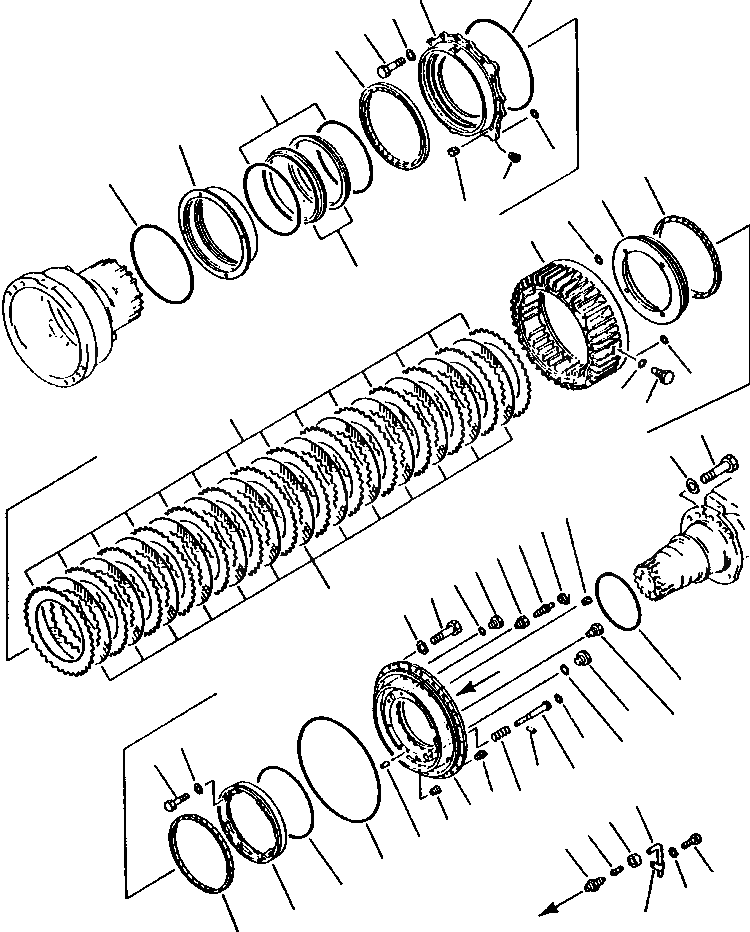 Схема запчастей Komatsu WA600-1L - ПЕРЕДН. И ЗАДН. МОСТ КОЛЕСН. ТОРМОЗ -