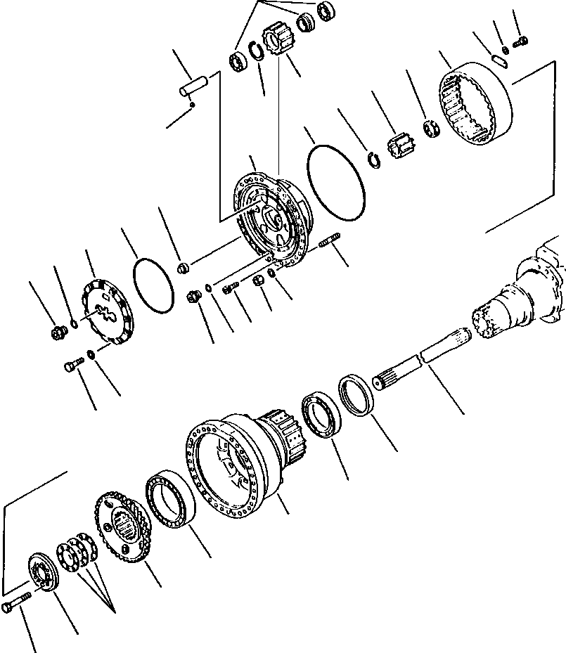 Схема запчастей Komatsu WA600-1L - ПЕРЕДН. И ЗАДН. МОСТ КОНЕЧНАЯ ПЕРЕДАЧА -