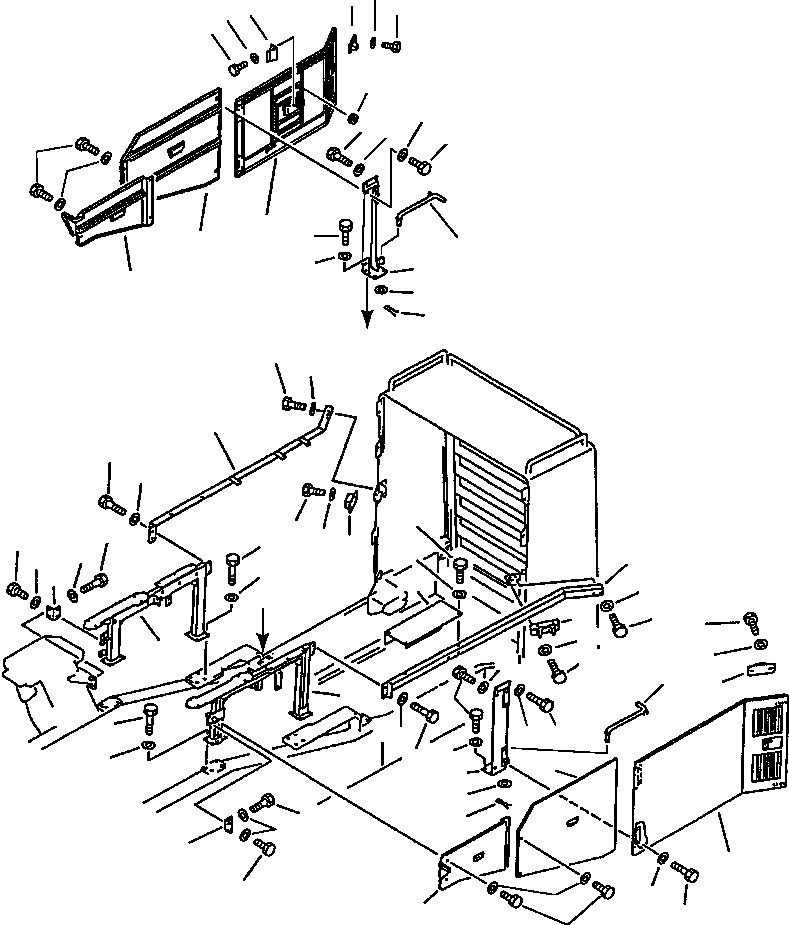 Схема запчастей Komatsu WA600-1L - БОКОВ. КРЫШКА ДВИГ. -