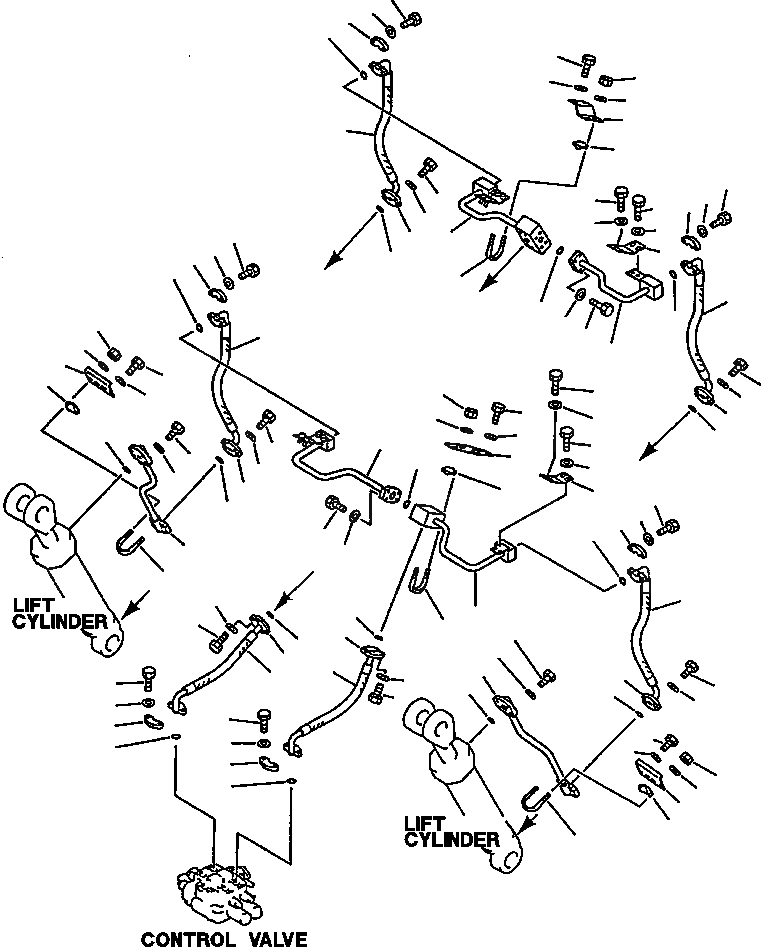 Схема запчастей Komatsu WA600-1L - ГИДРОЛИНИЯ УПРАВЛЯЮЩ. КЛАПАН TO/FROM ГИДРОЦИЛИНДР ПОДЪЕМА -