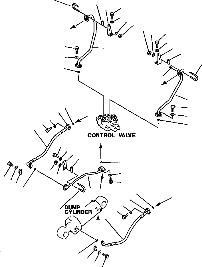 Схема запчастей Komatsu WA600-1L - ГИДРОЛИНИЯ УПРАВЛЯЮЩ. КЛАПАН TO/FROM ГИДРОЦИЛИНДР КОВША -