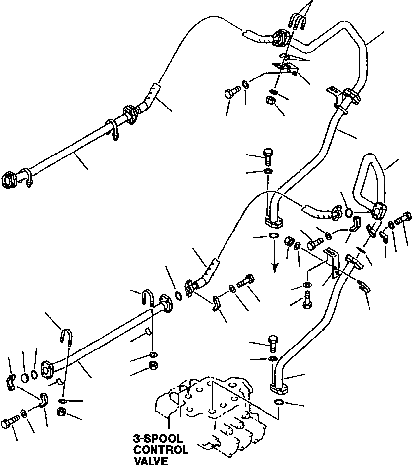 Схема запчастей Komatsu WA600-1L - ГИДРОЛИНИЯ ДЛЯ ПЕРЕДН. НАВЕСН. ОБОРУД (/) -
