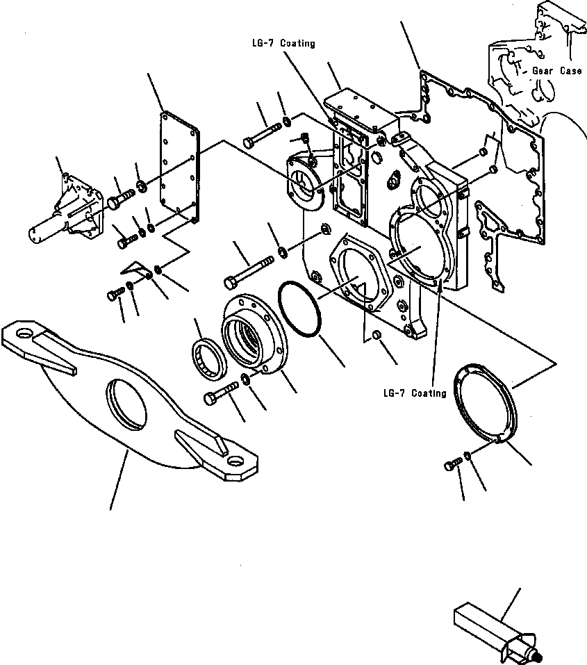 Схема запчастей Komatsu WA600-1L - ПЕРЕДН. ПРИВОД COVER E-