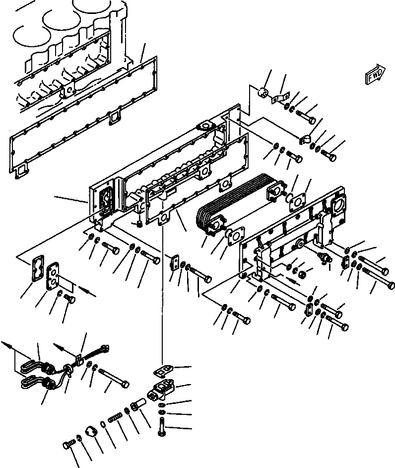 Схема запчастей Komatsu WA600-1L - LUBE МАСЛООХЛАДИТЕЛЬ С ОБОГРЕВ-ЛЕМ E-