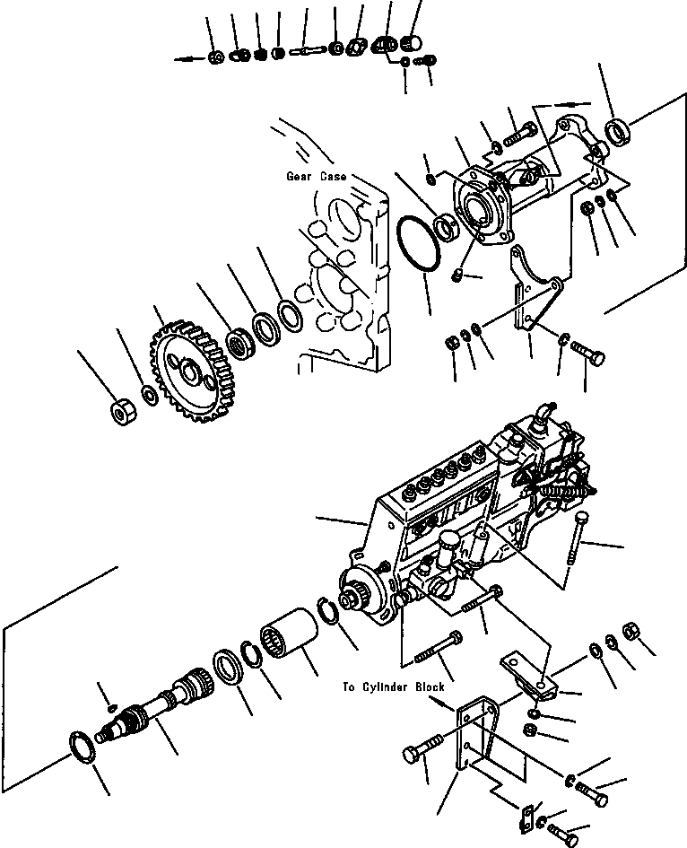 Схема запчастей Komatsu WA600-1L - ТОПЛИВН. НАСОС ПРИВОД E-