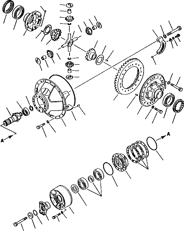 Схема запчастей Komatsu WA600-1L SUPPLEMENT - ЗАДН. МОСТ ДИФФЕРЕНЦ. ВЕДУЩ. ВАЛ, МОСТS КОЛЕСА & ТОРМОЗ. СИСТЕМАS