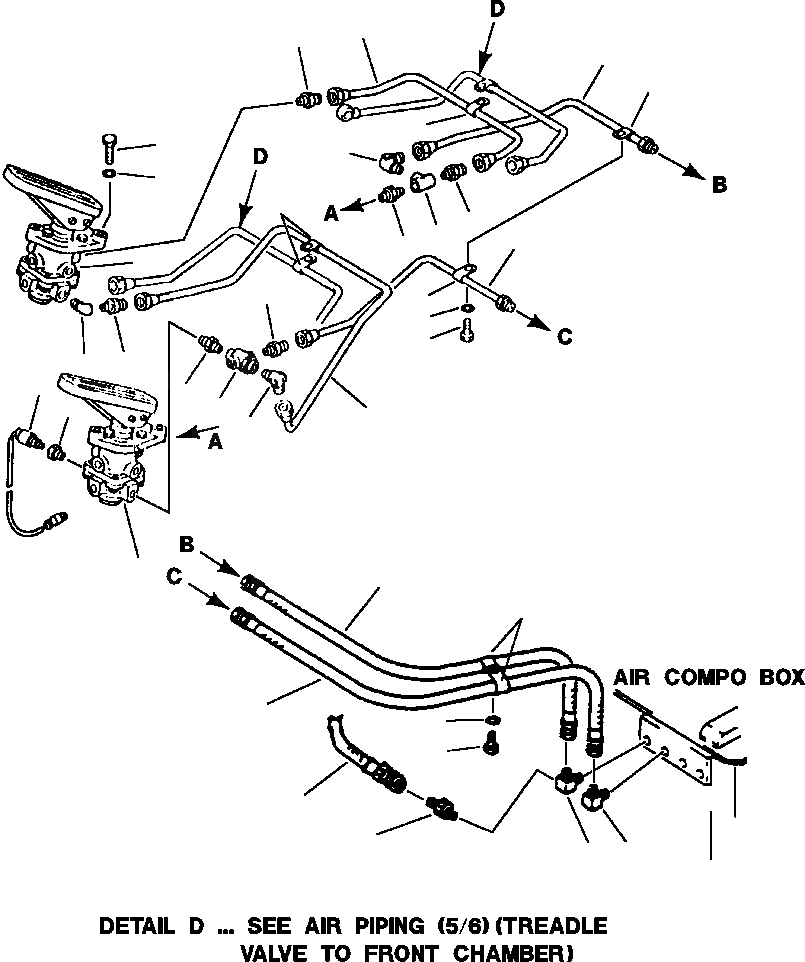 Схема запчастей Komatsu WA600-1L SUPPLEMENT - ВОЗДУХОВОД (/) КЛАПАН ПЕДАЛИ ВЕДУЩ. ВАЛ, МОСТS КОЛЕСА & ТОРМОЗ. СИСТЕМАS