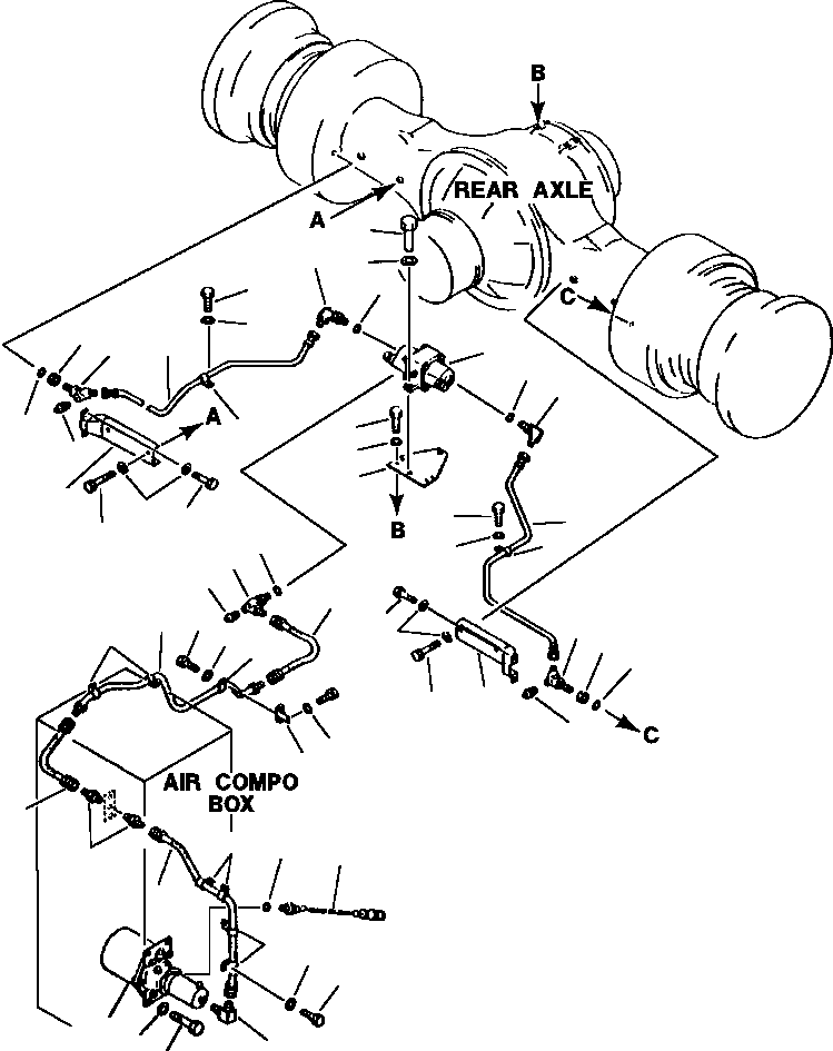 Схема запчастей Komatsu WA600-1L SUPPLEMENT - ТОРМОЗ. МАСЛОПРОВОДЯЩАЯ ЛИНИЯ (/) КАМЕРА - ЗАДНИЕ ТОРМОЗА ВЕДУЩ. ВАЛ, МОСТS КОЛЕСА & ТОРМОЗ. СИСТЕМАS