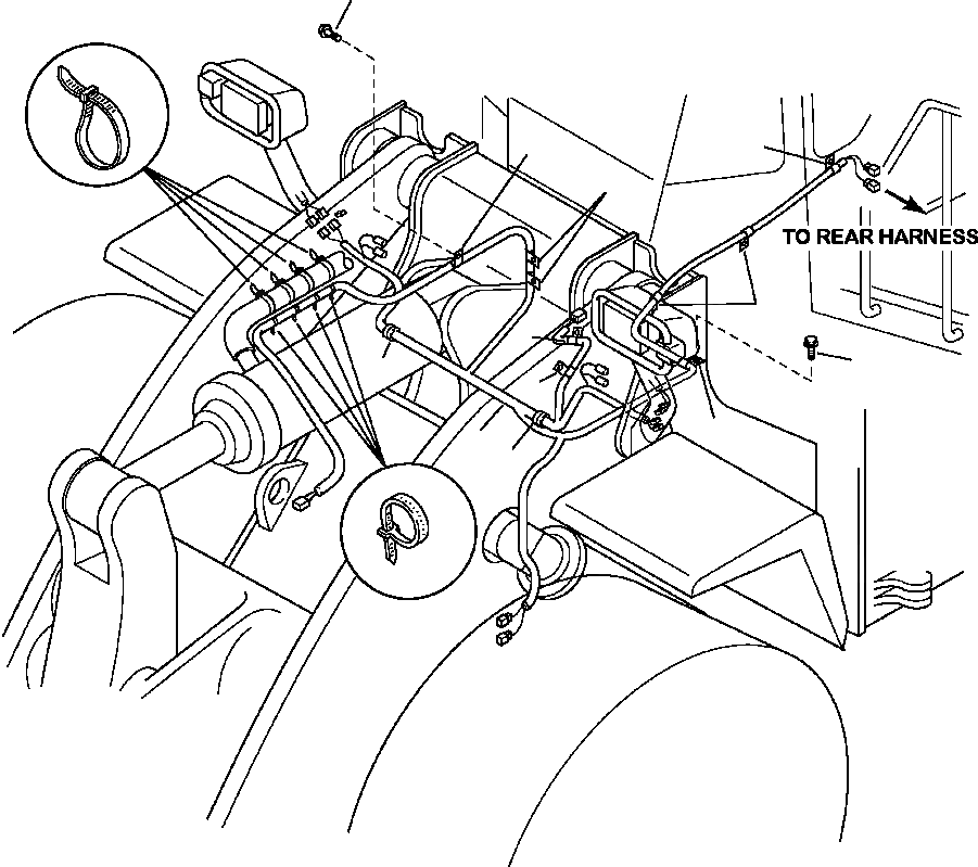 Схема запчастей Komatsu WA600-3 - E-A ПЕРЕДН. Э/ПРОВОДКА ПЕРЕДН. РАМА ЭЛЕКТРИКА