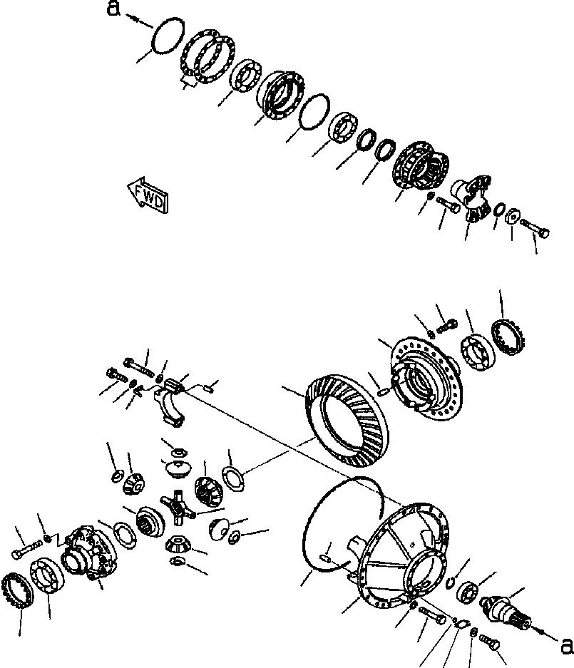 Схема запчастей Komatsu WA600-3 - F-A ПЕРЕДНИЙ МОСТ ДИФФЕРЕНЦ. И ЭЛЕМЕНТЫ КРЕПЛЕНИЯ СИЛОВАЯ ПЕРЕДАЧА И КОНЕЧНАЯ ПЕРЕДАЧА