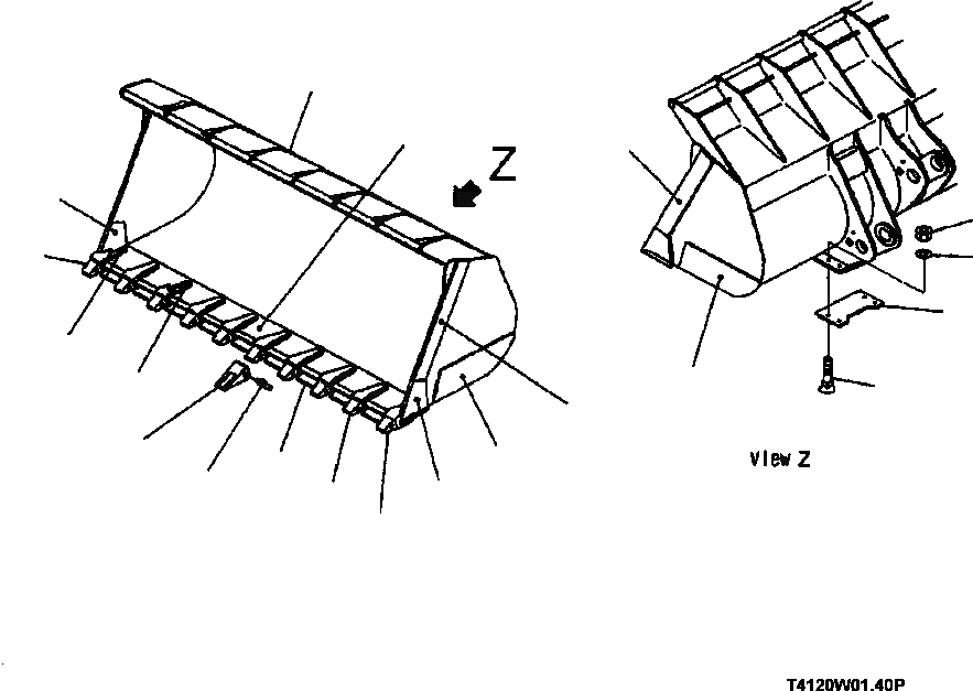 Схема запчастей Komatsu WA600-3 - T-A ПРЯМ. КРОМКА КОВШ, . CU. M. С TEETH И АДАПТЕРS РАБОЧЕЕ ОБОРУДОВАНИЕ