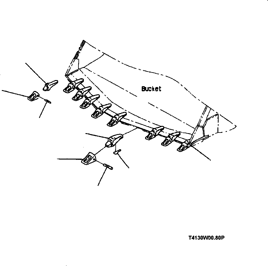 Схема запчастей Komatsu WA600-3 - T-B TEETH V-ОБРАЗН КОВШ TIP РАБОЧЕЕ ОБОРУДОВАНИЕ