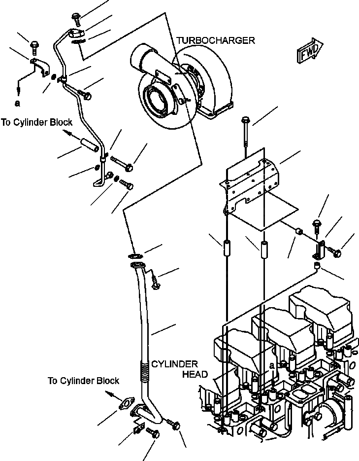 Схема запчастей Komatsu WA600-3LK - FIG. A-CG ТУРБОНАГНЕТАТЕЛЬ - МАСЛОПРОВОДЯЩАЯ ЛИНИЯ ДВИГАТЕЛЬ