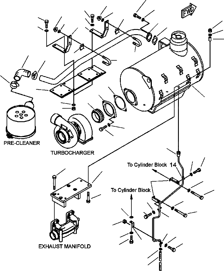 Схема запчастей Komatsu WA600-3LK - FIG. A-AG ГЛУШИТЕЛЬ ДВИГАТЕЛЬ