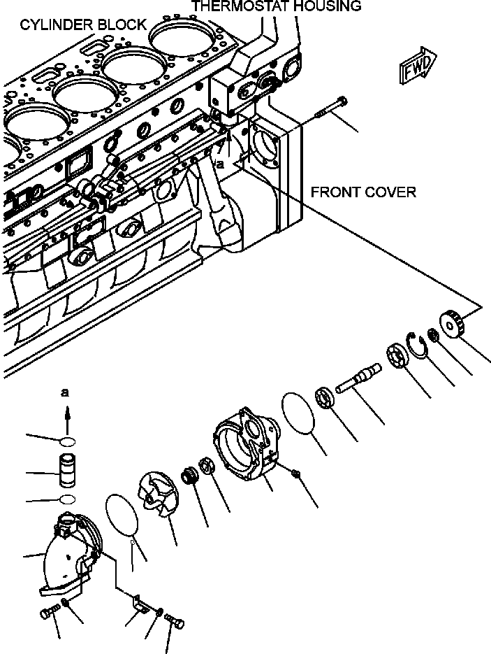 Схема запчастей Komatsu WA600-3LK - FIG. A-AC8 ВОДЯНАЯ ПОМПА ДВИГАТЕЛЬ