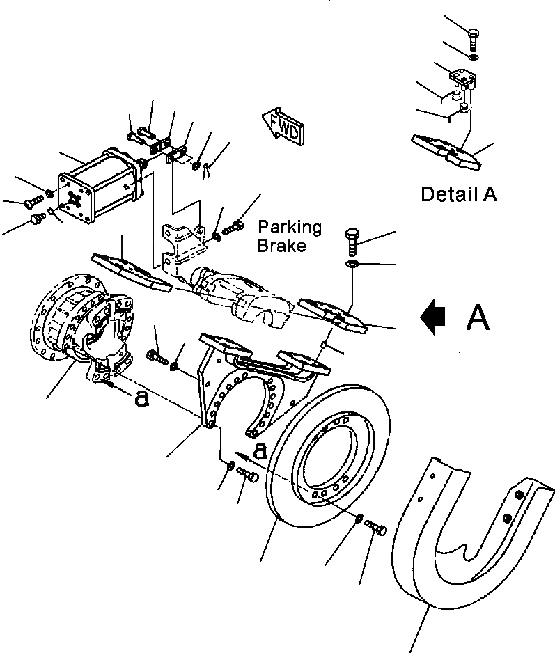 Схема запчастей Komatsu WA600-3LK - FIG. F-A ПЕРЕДНИЙ МОСТ - СТОЯНОЧНЫЙ ТОРМОЗ КРЕПЛЕНИЕ СИЛОВАЯ ПЕРЕДАЧА И КОНЕЧНАЯ ПЕРЕДАЧА