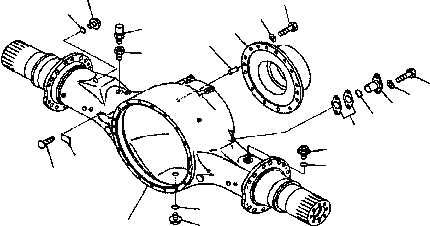 Схема запчастей Komatsu WA600-3LK - FIG. F-A ЗАДН. МОСТ - КОЖУХ СИЛОВАЯ ПЕРЕДАЧА И КОНЕЧНАЯ ПЕРЕДАЧА