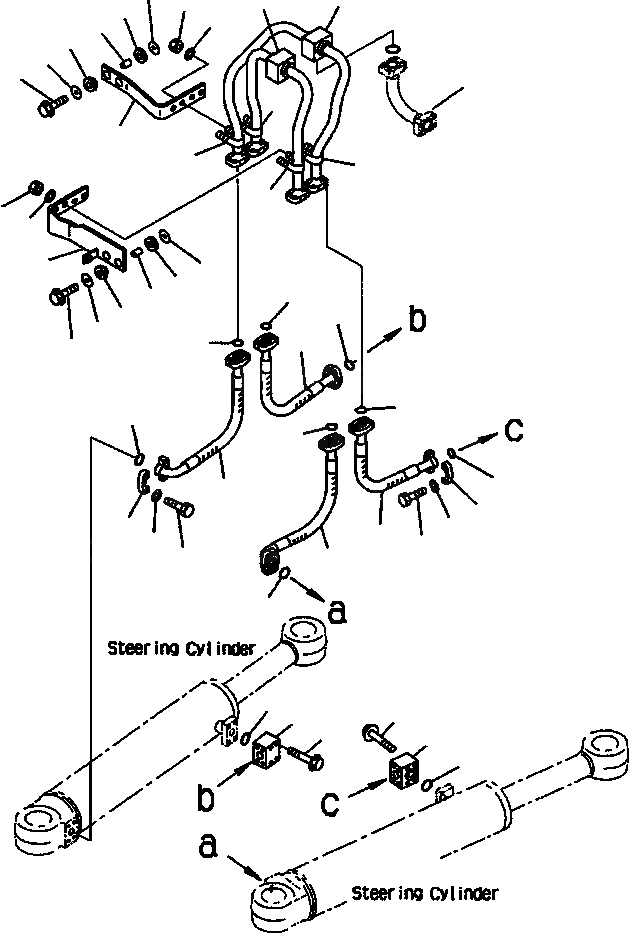 Схема запчастей Komatsu WA600-3LK - FIG. H-A РУЛЕВ. УПРАВЛЕНИЕ ЛИНИЯ - ЦИЛИНДР РУЛЕВ. УПР-Я ТРУБЫ ГИДРАВЛИКА