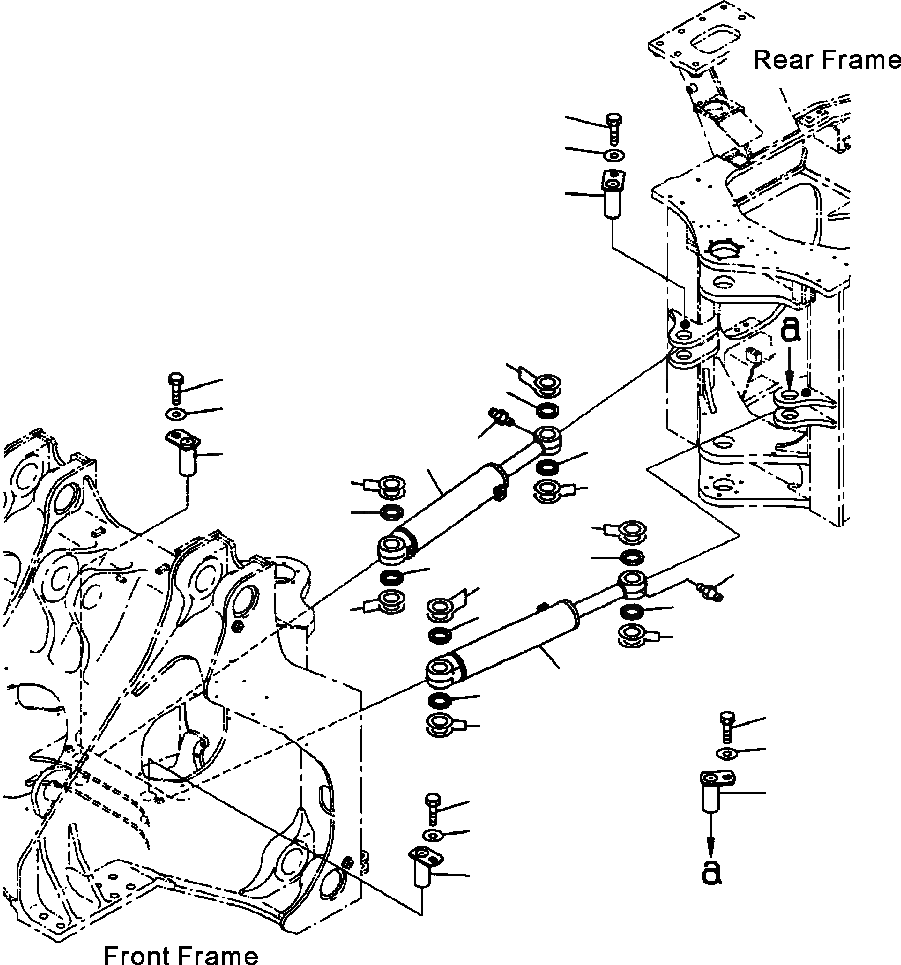 Схема запчастей Komatsu WA600-3LK - FIG. J-A ЦИЛИНДР РУЛЕВ. УПР-ЯS - КРЕПЛЕНИЕ ОСНОВНАЯ РАМА И ЕЕ ЧАСТИ