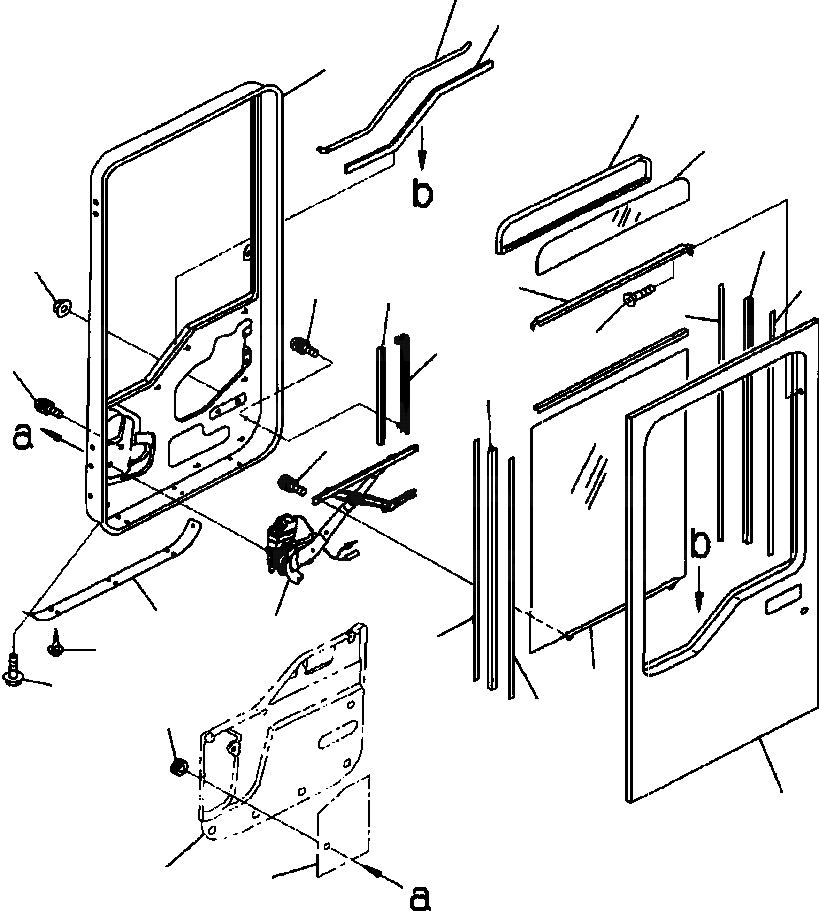 Схема запчастей Komatsu WA600-3LK - FIG. K-A ЛЕВ. ДВЕРЬ ASSEMBLY - ДВЕРЬ РАМА, ОКНА И РЕГУЛЯТОР КАБИНА ОПЕРАТОРА И СИСТЕМА УПРАВЛЕНИЯ