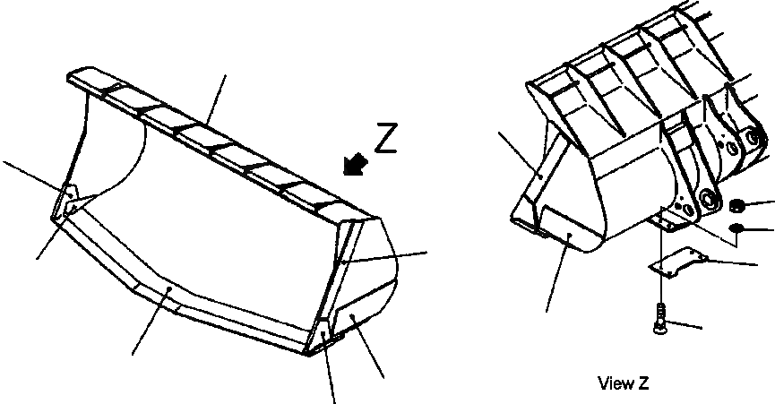 Схема запчастей Komatsu WA600-3LK - FIG. T-A V-ОБРАЗН КОВШ - CU. M (8 CU. YD) БЕЗ TEETH РАБОЧЕЕ ОБОРУДОВАНИЕ