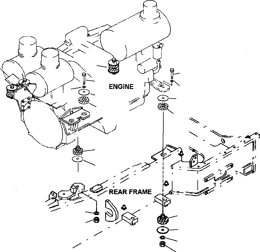 Схема запчастей Komatsu WA700-3L - FIG. B-A КРЕПЛЕНИЕ ДВИГАТЕЛЯ - ЭЛЕМЕНТЫ КРЕПЛЕНИЯ КОМПОНЕНТЫ ДВИГАТЕЛЯ