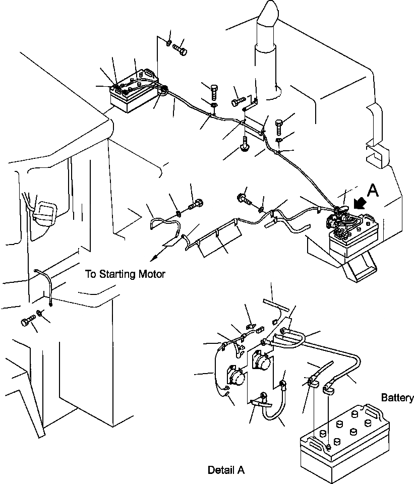 Схема запчастей Komatsu WA700-3L - FIG. E-A ЗАДН. Э/ПРОВОДКА - ЛИНИЯ АККУМУЛЯТОРА ЭЛЕКТРИКА