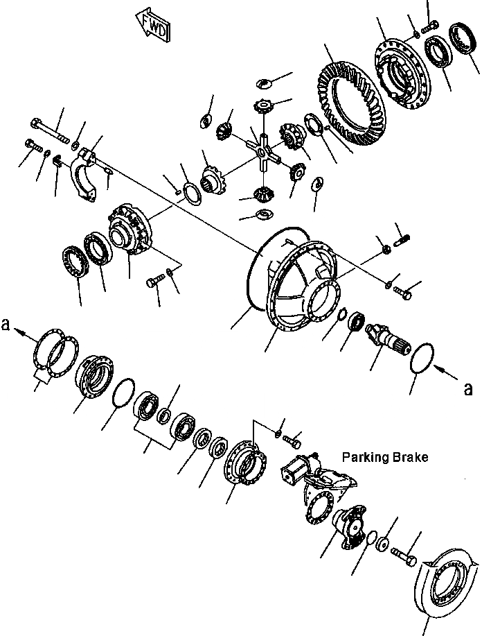 Схема запчастей Komatsu WA700-3L - FIG. F-A ПЕРЕДНИЙ МОСТ - ПЕРЕДНИЙ ДИФФЕРЕНЦИАЛ СИЛОВАЯ ПЕРЕДАЧА И КОНЕЧНАЯ ПЕРЕДАЧА
