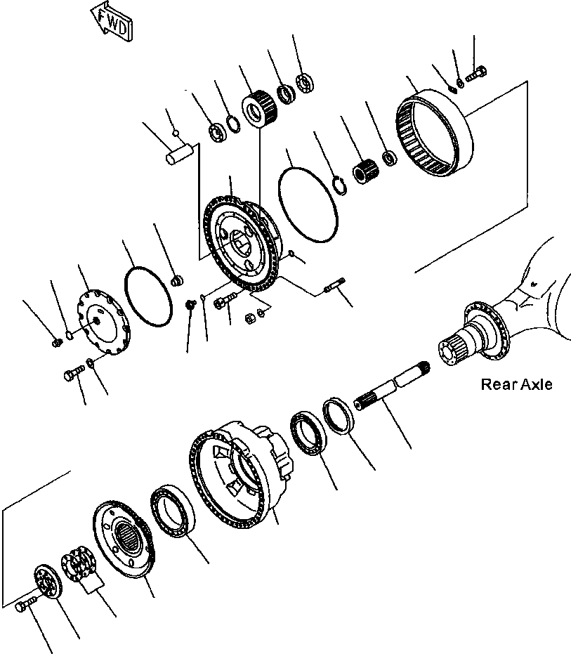 Схема запчастей Komatsu WA700-3L - FIG. F-A ЗАДН. МОСТ - КОНЕЧНАЯ ПЕРЕДАЧА СИЛОВАЯ ПЕРЕДАЧА И КОНЕЧНАЯ ПЕРЕДАЧА
